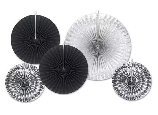 New Years Paper Foil Decorative Fans