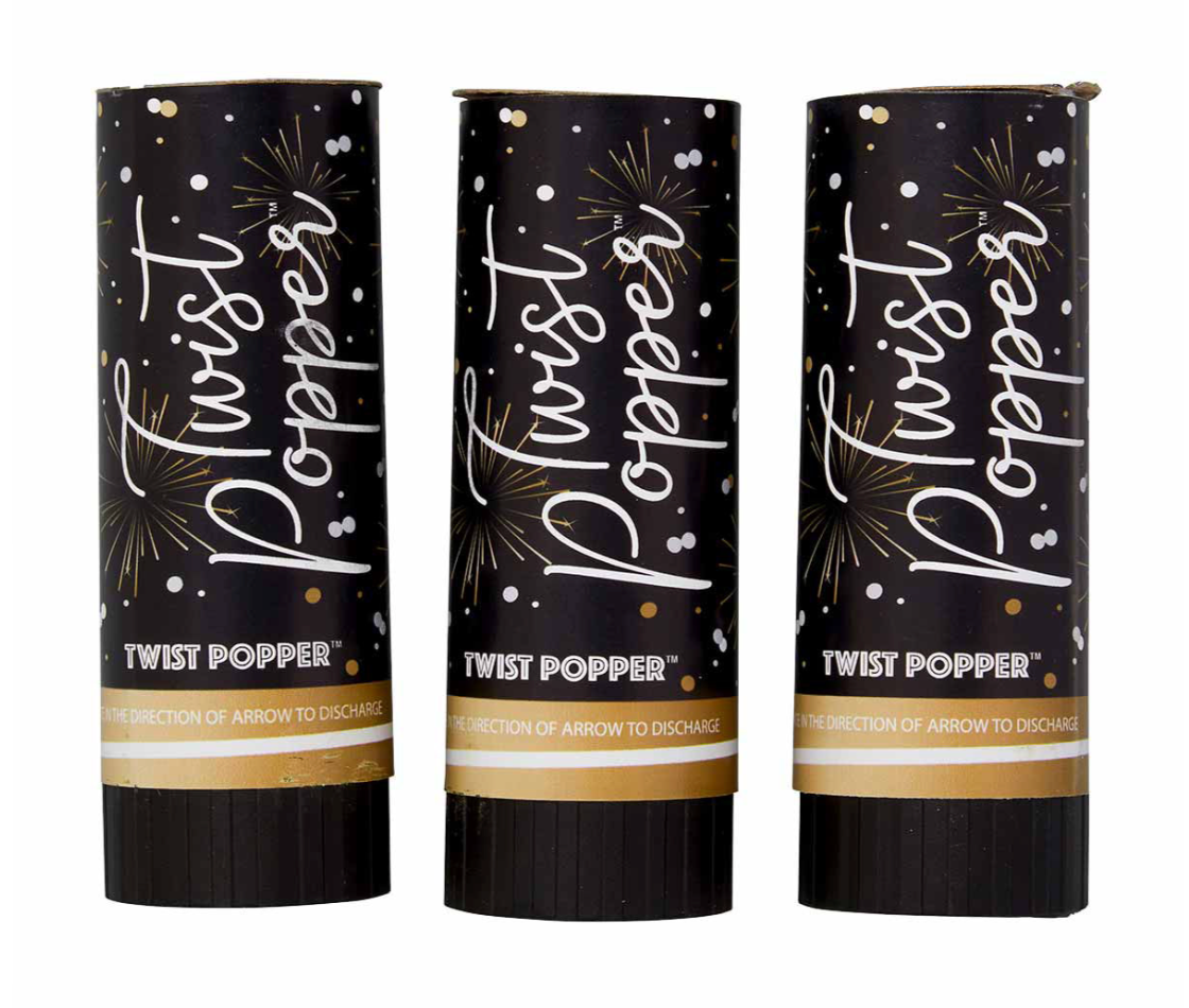 Toasting New Year's Gold Twist Poppers 3ct