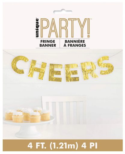 Cheers Gold Fl Frng - Pancarta con letras de 4 pies