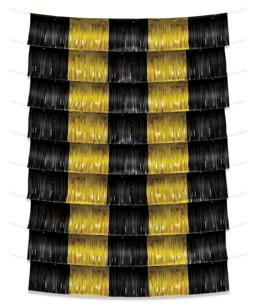 NYE Metallic Fringe Garland Backdrop in Gold and Black