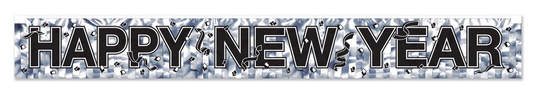 NYE Silver Metallic Fringe Banner