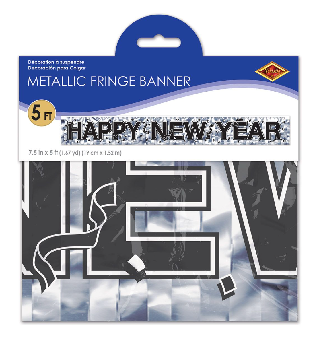 NYE Silver Metallic Fringe Banner
