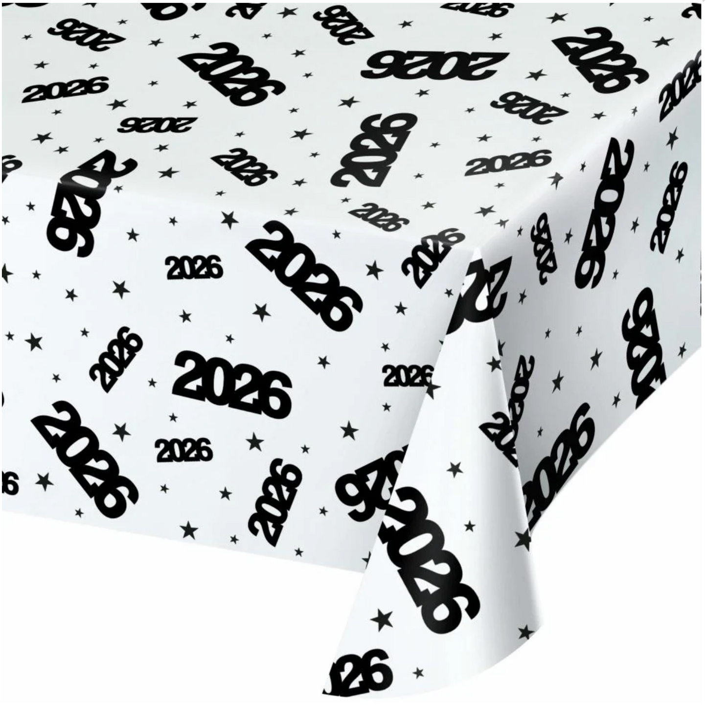 New Years Decor Plastic Tablecover Clear 2026 All Over Print 1ct