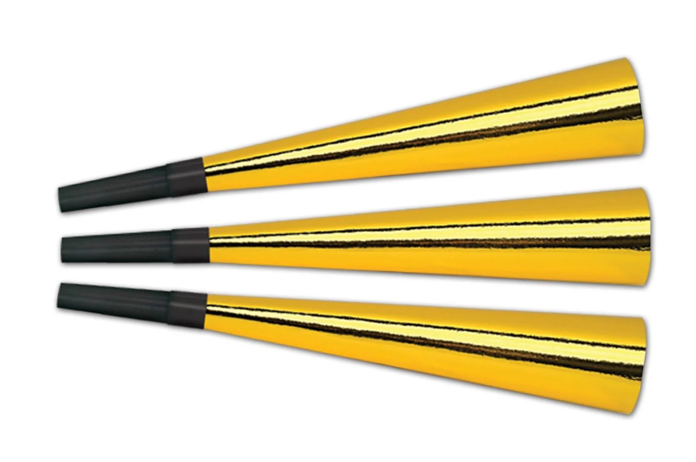 NYE Packaged Foil Horns in Gold