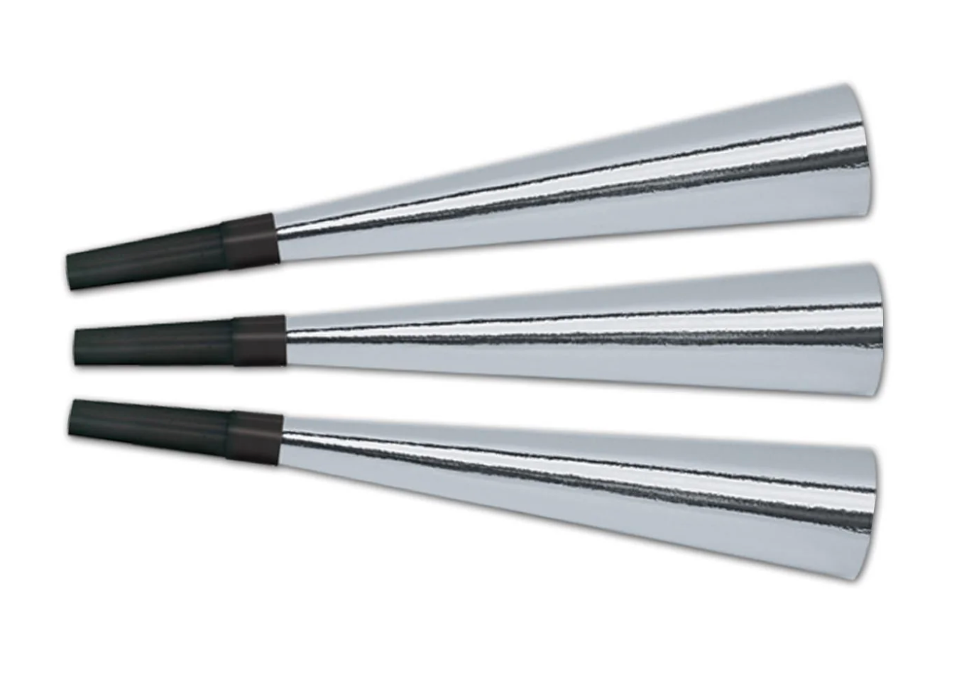 NYE Packaged Foil Horns in Silver