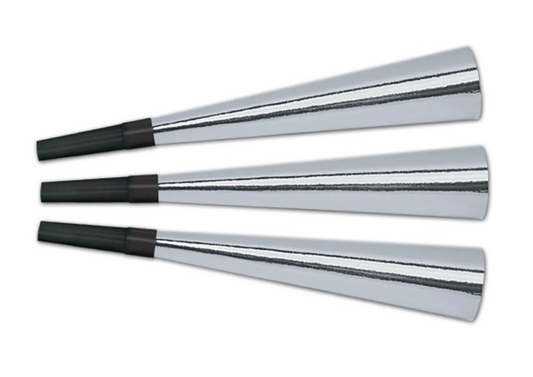 NYE Packaged Foil Horns in Silver