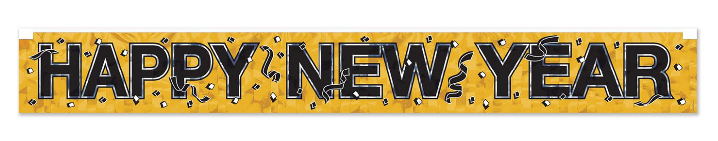 NYE Gold Metallic Fringe Banner