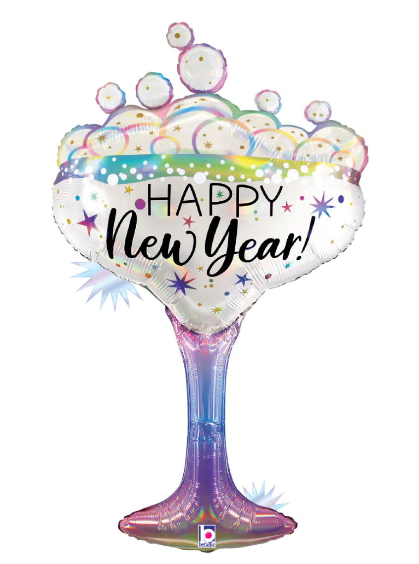 Betallic Opal New Year Champagne Glass 37 inch Foil Balloon 1ct