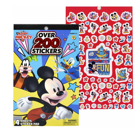 Mickey 4 Sheet Foil Cover Sticker Pad 200+ Stickers