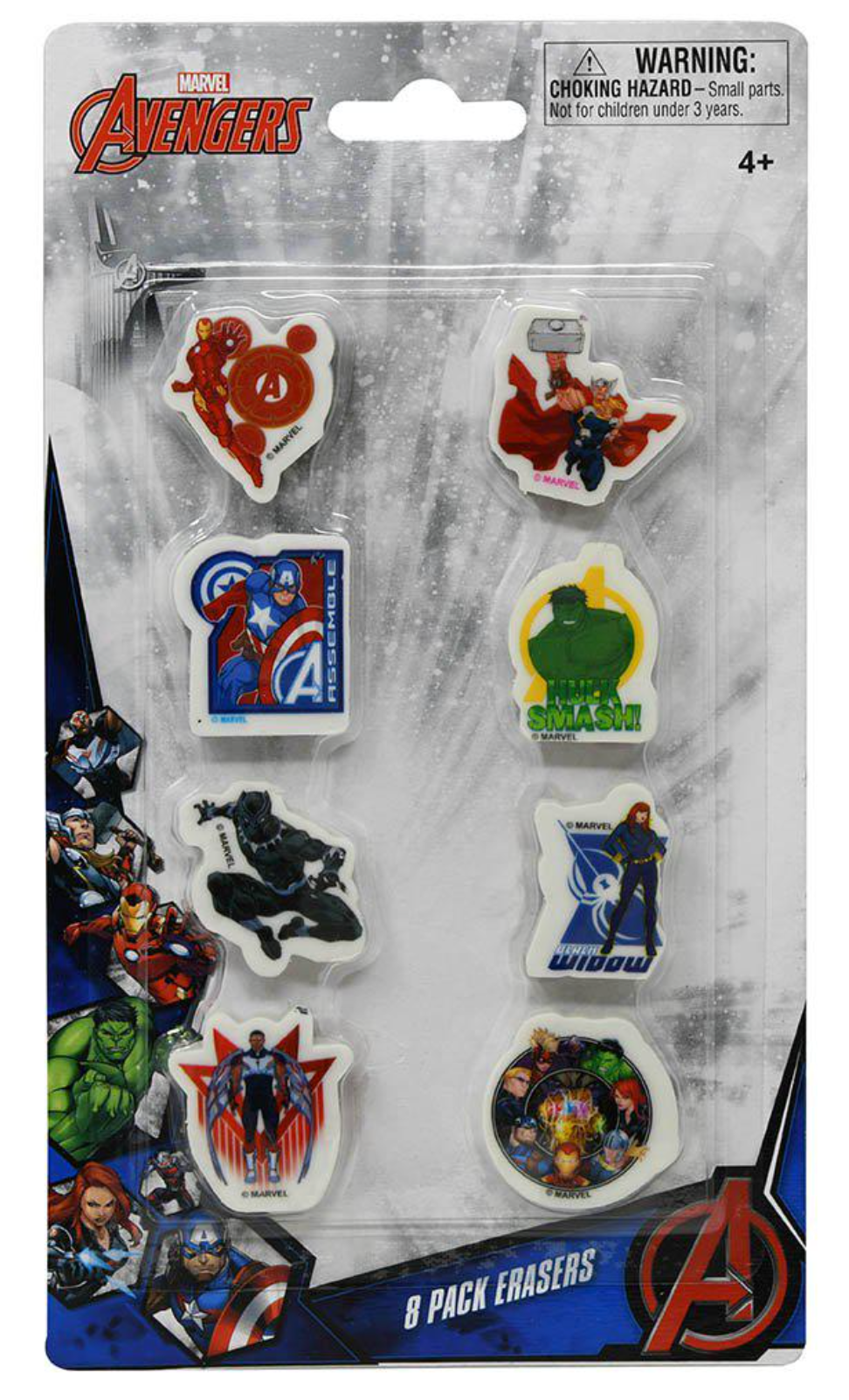 Avengers 8pk Eraser