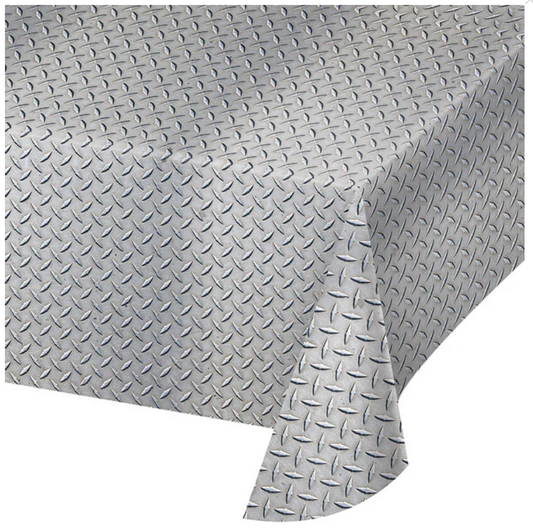 Diamond Plate Tablecovers Plastic Tablecover 54 inch x 108 inch 1ct