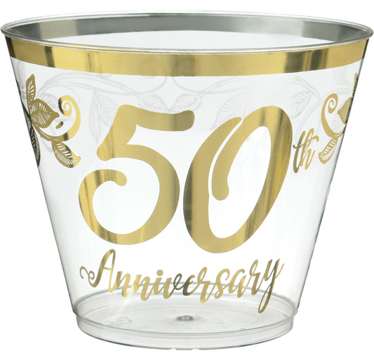 Vasos de 9 onzas con mensaje "Feliz 50.° aniversario" de 30 unidades