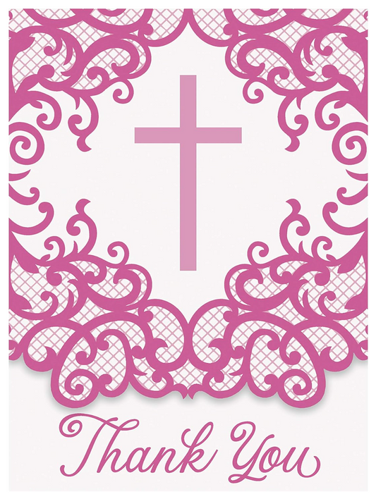 8 Fancy Pink Cross Thank You