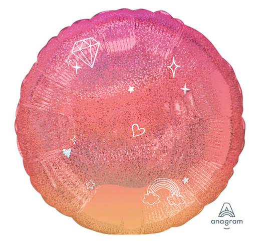 Anagram Holographic Sparkle Ombre 18 inch Foil Balloon 1ct