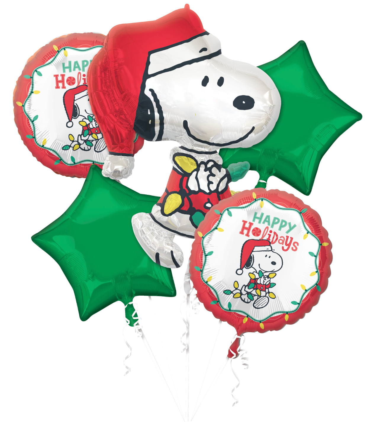 Anagram Christmas Peanuts Happy Foil Balloon Bouquet 5ct