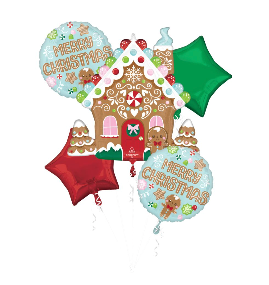 Anagram Chirstmas Baking Spirits Foil Balloon Bouquet 5ct