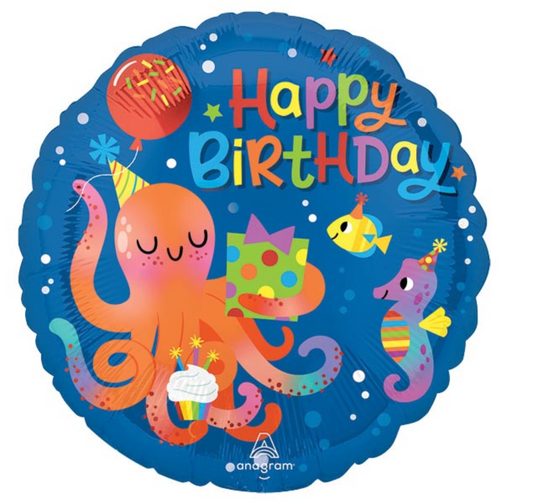 Anagram Cute Octopus Birthday 17 inch Foil Balloon 1ct