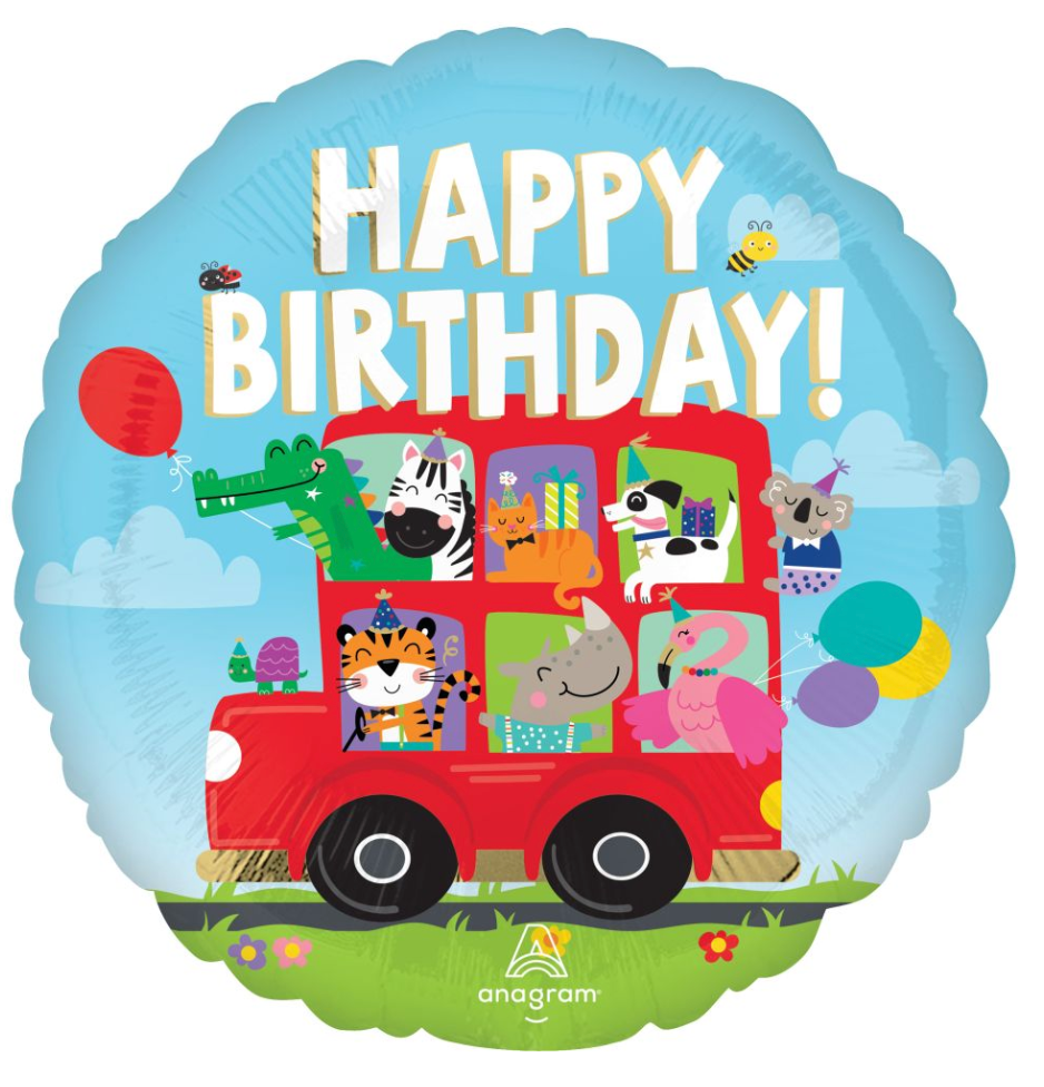 Anagram Happy Birthday Animals 17 inch Foil Balloon 1ct