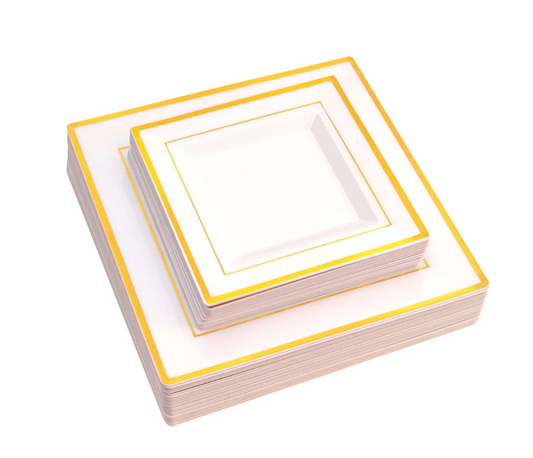 Platos Cuadrados Oro 50ct