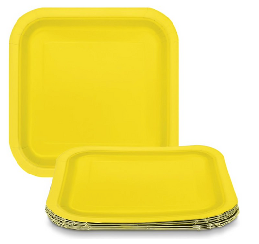 Neon Yellow Square Plates 7in 16ct