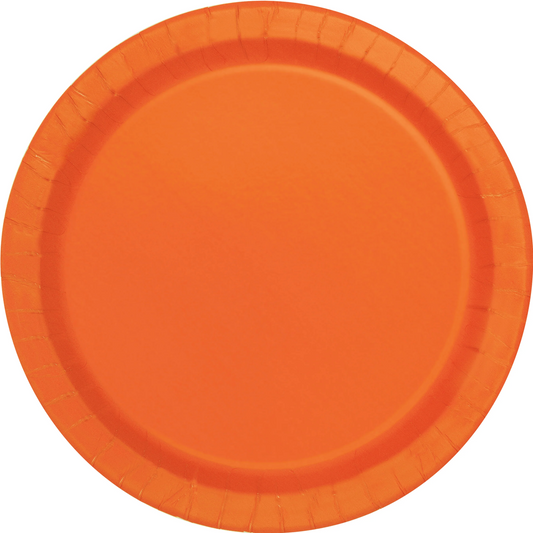Pumpkin Orange 9 inch Round Plates 20 ct