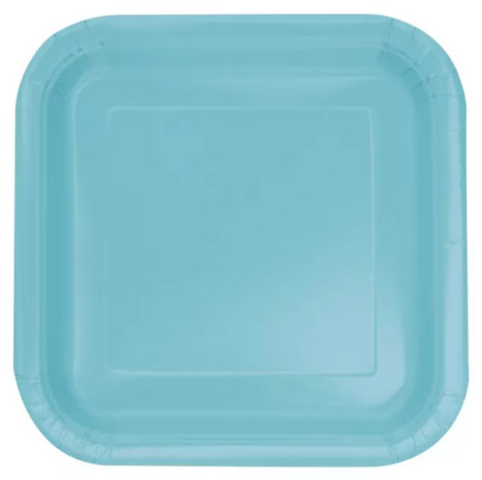 Platos cuadrados de 9 pulgadas en color verde azulado, 14 unidades