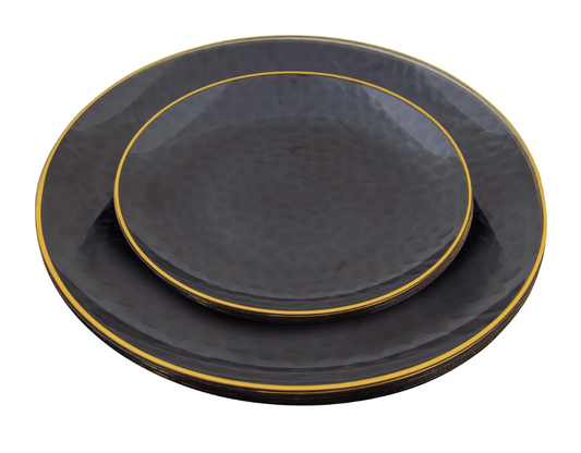 Juego de platos negros con oro de 50 ct