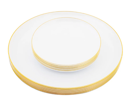 Juego de platos de boda con borde dorado, 40 unidades