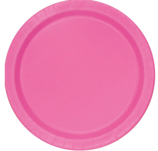 Hot Pink 9 inch Round Plates 20 ct