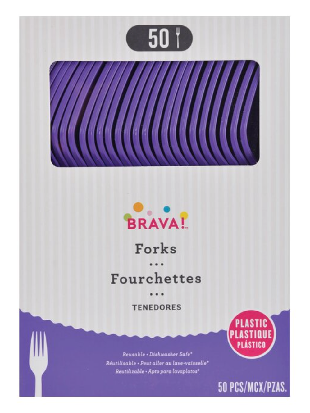 New Purple Plastic Fork 50ct