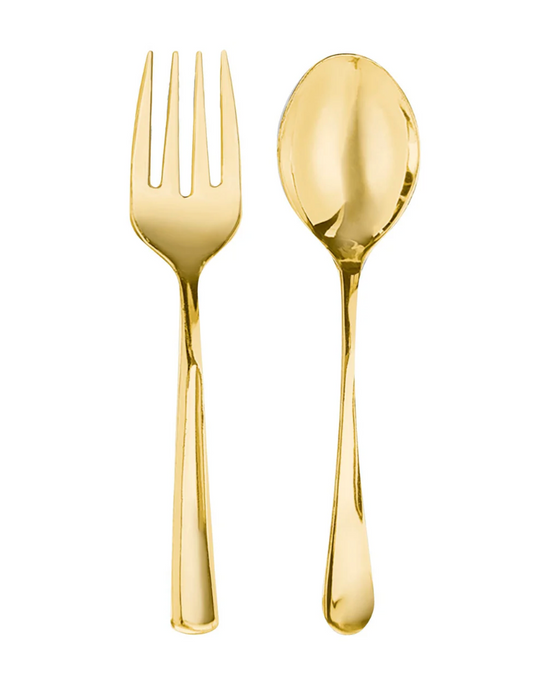 Gold Serving Spoon and Fork 4ct