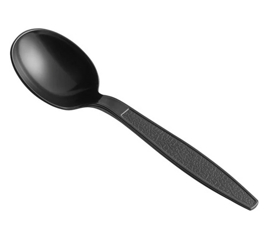 Heavy Duty Plastic Soup Spoons Black 100ct