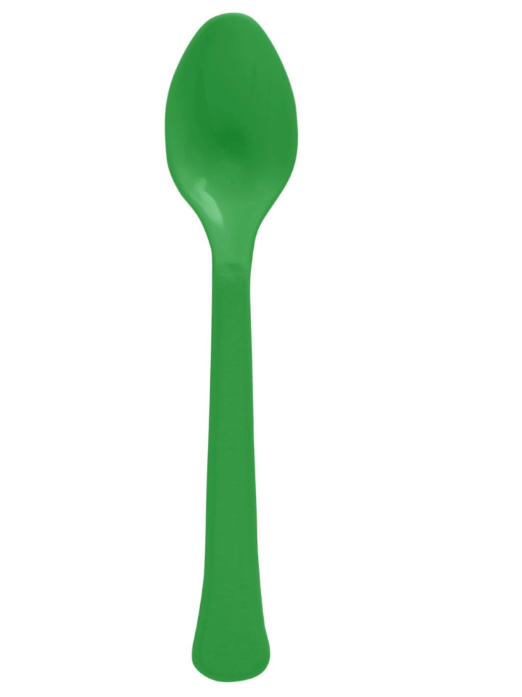 Cuchara de plástico verde festivo, 50 unidades