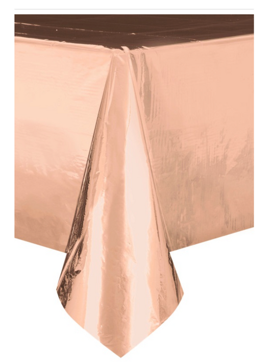 Plastic Foil Table Cover 54in X 108in - Rose Gold