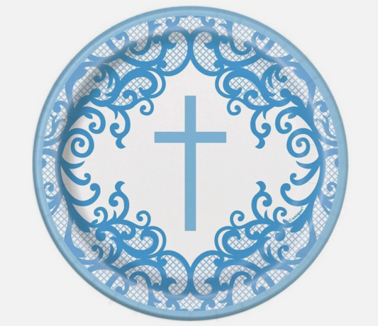 8 Fancy Blue Cross 9in Plate