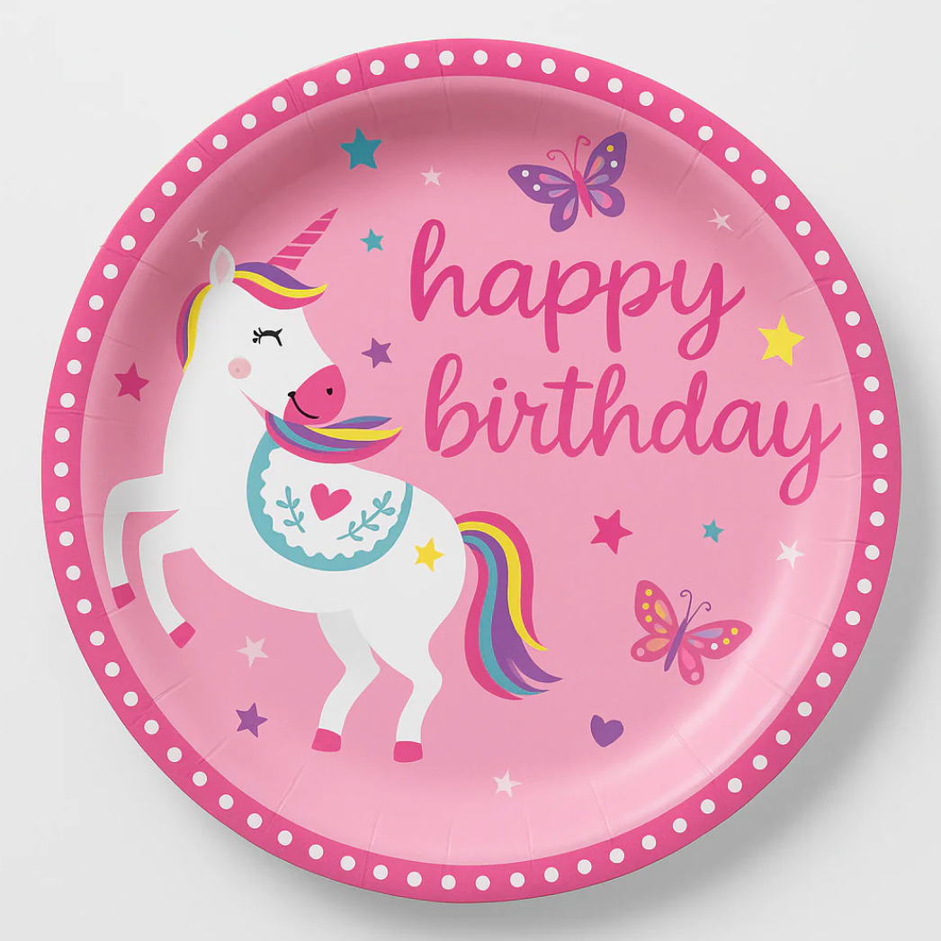 Plate 8.5in Unicorn Bday