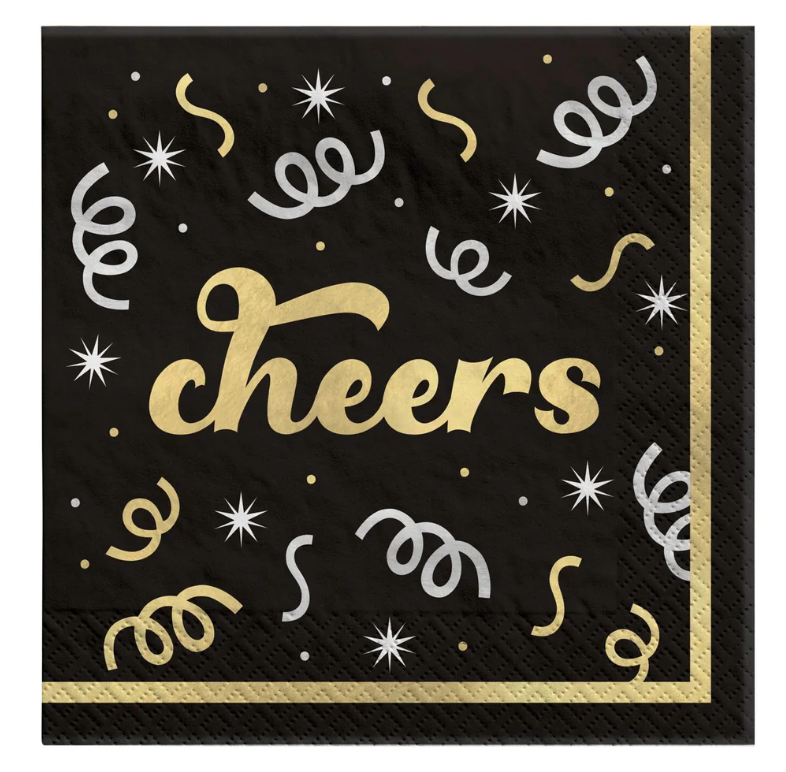 New Years Eve Midnight Cheers Beverage Napkin 16ct