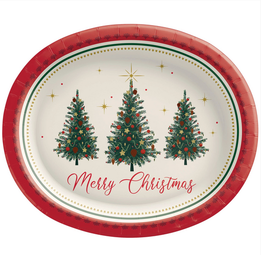 Christmas Elegant Evergreen 9 inch Round Plate 8ct