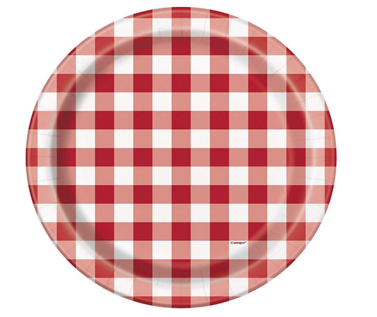 Red Gingham 9 inch Paper Plates 8ct
