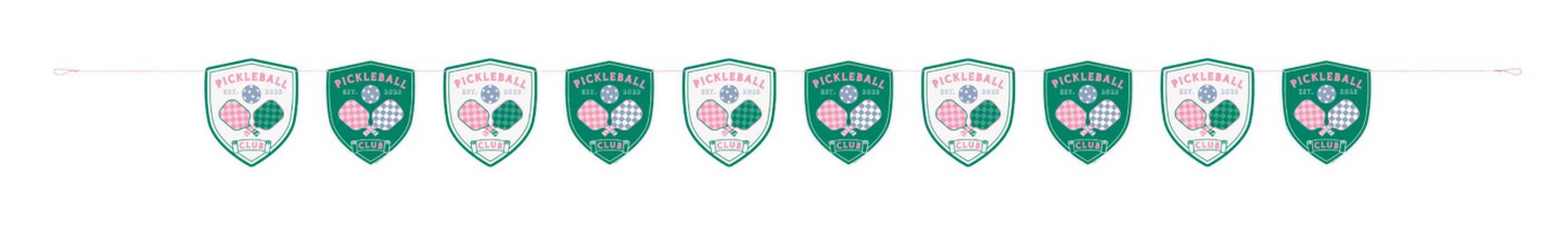 Playful Summer Pickelball Crest & Ball Die Cut Banner 2pc