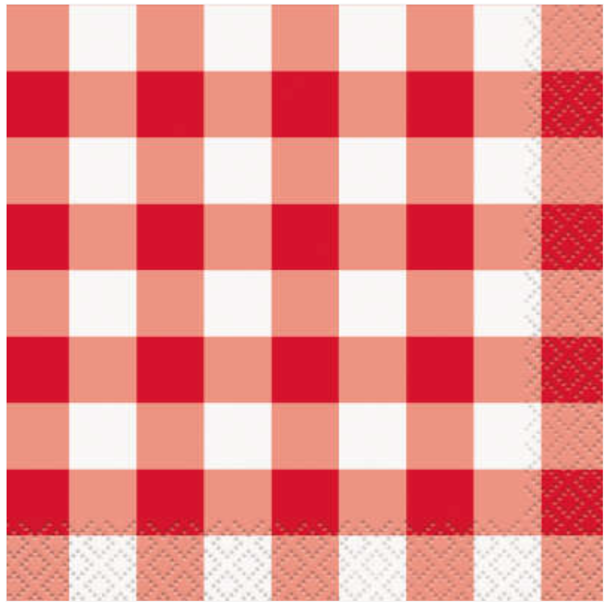 Red Gingham Beverage Napkins 16ct