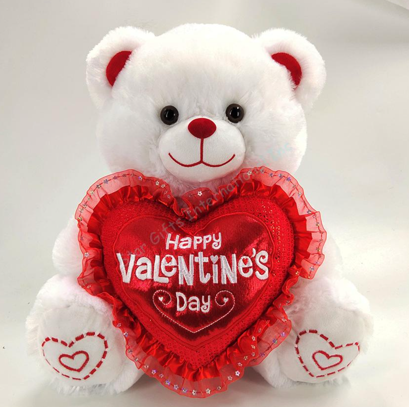 15in White Bear  Happy Valentines Day - Toy World Inc
