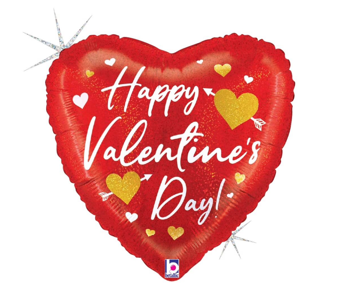 Globo de aluminio con forma de corazón de 18 pulgadas y flechas de corazón de Betallic Valentine, 1 unidad
