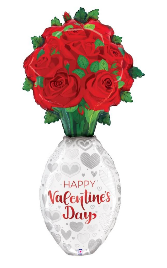Betallic 66 inch Special Delivery Valentine Rose Vase Foil Balloon 1ct