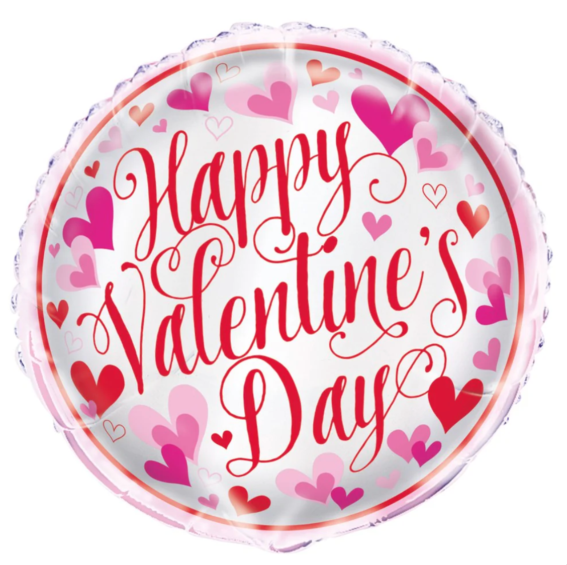 Red & Pink Hearts Valentines Day Round 18 inch Foil Balloon 1ct