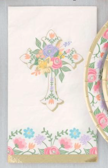 Floral Cross Easter Guest Napkins 16ct