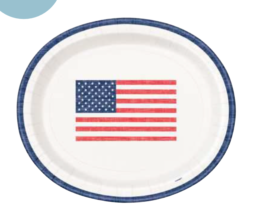 Classic Americana Oval Plates 12inch x 10inch 8ct - Toy World Inc