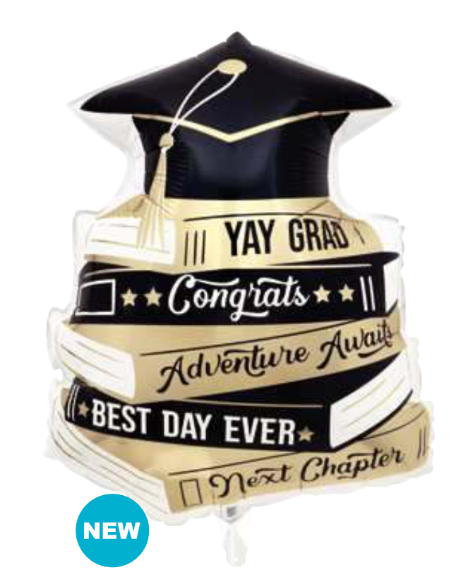 Classy Graduation Book Stack 24 inch Foil Balloon 1ct
