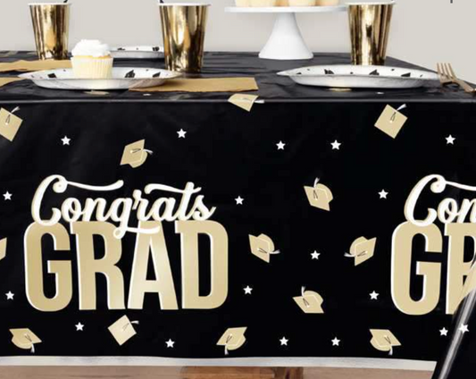 Classy Graduation Tablecover Foil 54 inch x 84 inch 1ct