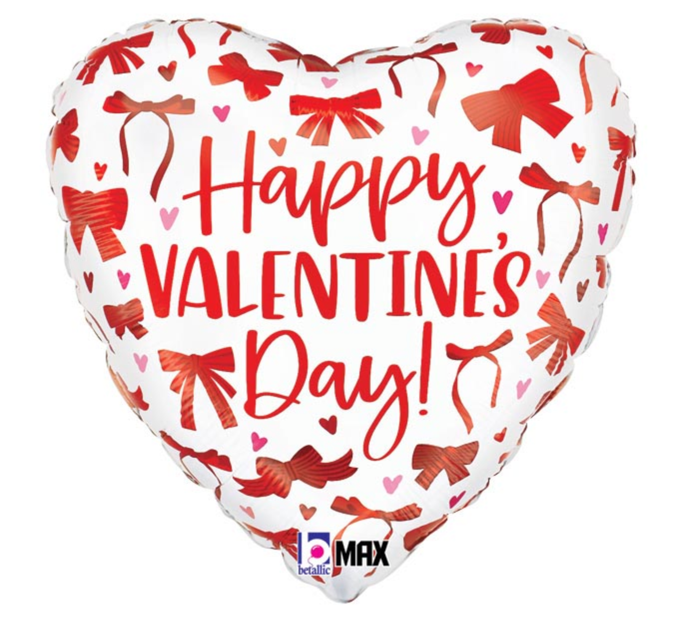 Betallic Valentine Red Bows 18 inch Heart Balloon 1ct - Toy World Inc